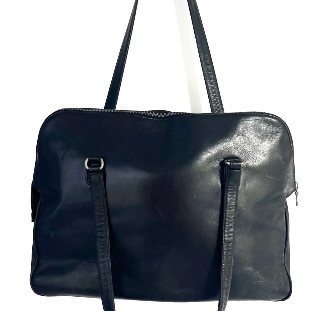 Johnny Farah Black Leather Unisex Briefcase